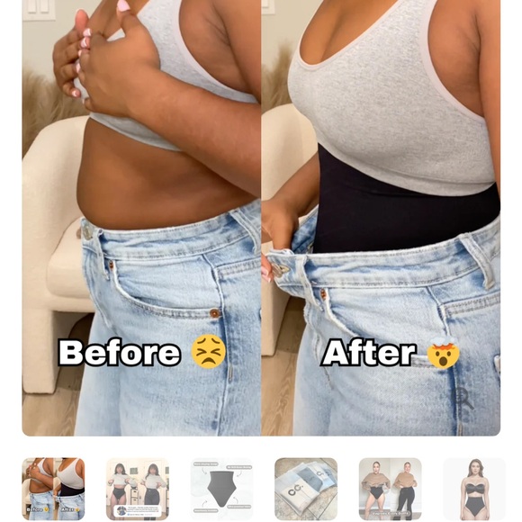 High-Waist Nude Shapewear - Black and Beige - Picture 7 of 9